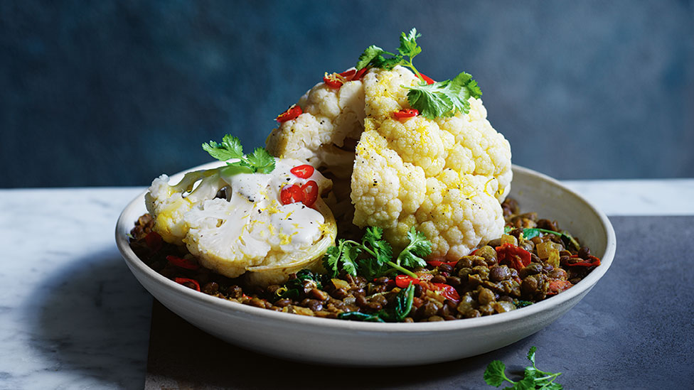 Slow cooker cauliflower with lentil and chilli dhal