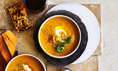 Pumpkin and ginger soup with burnt butter 