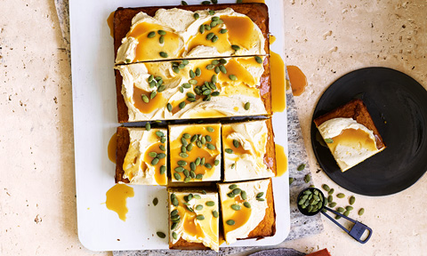 Spiced pumpkin cake with cream cheese icing