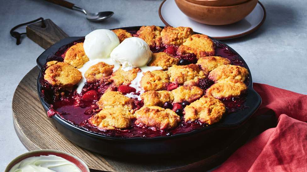 Courtney Roulston’s rhubarb and berry cobbler