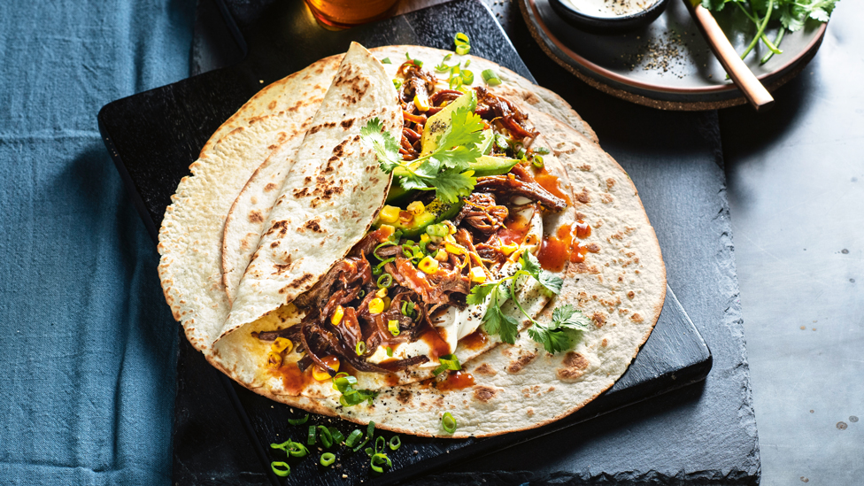 Slow cooker Mexican-style brisket tortillas