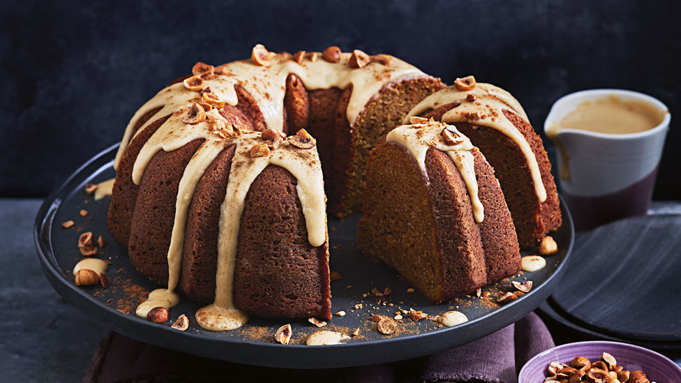 Spiced sweet potato cake with maple glaze