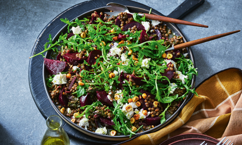 Beetroot and lentil salad with fetta
