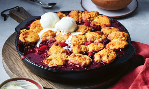 Courtney Roulston’s rhubarb and berry cobbler