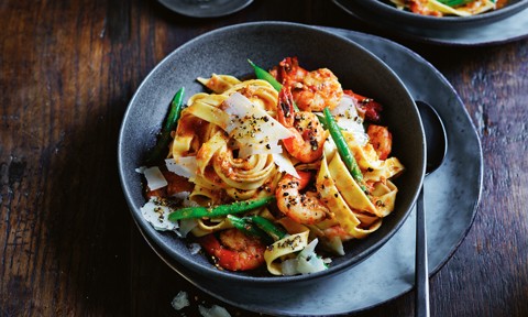 Prawn and pesto fettuccine