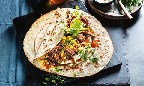 Slow cooker Mexican-style brisket tortillas