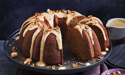 Spiced sweet potato cake with maple glaze