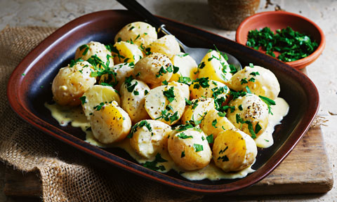 Stephanie Alexander’s warm potato salad with anchovy and cream sauce