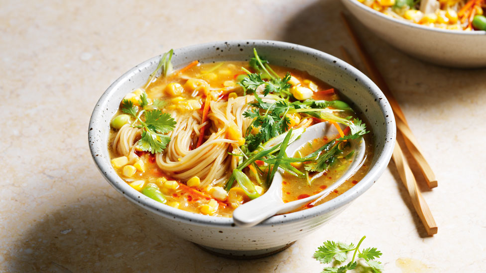 Chicken and corn noodle soup 