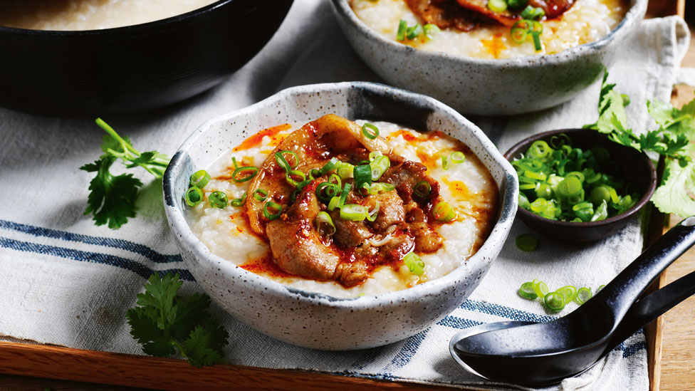 Congee with pork belly and chilli oil