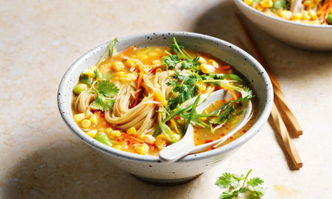 Chicken and corn noodle soup