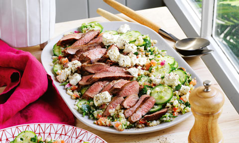Lamb and couscous tabouleh with fetta