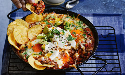 Mexican-style egg nachos