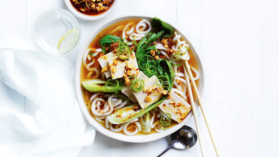 15-minute tofu hot pot with peanut-chilli oil