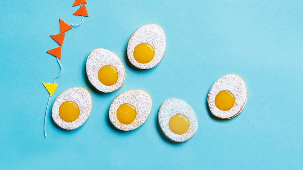 Six googy egg biscuits