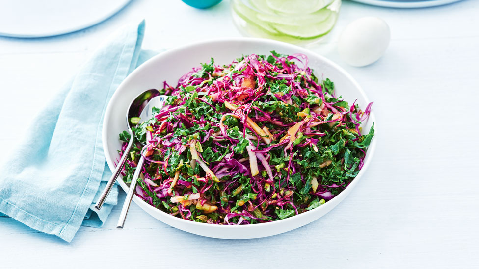 Pear and kale coleslaw with miso dressing