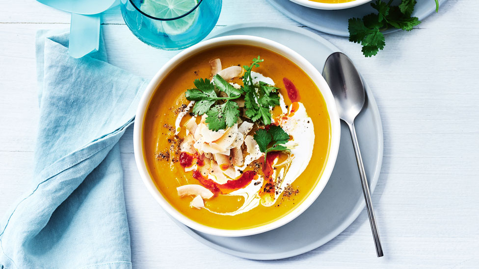 Thai-style pumpkin soup with coconut milk