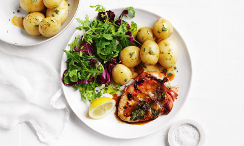 A bowl of Chicken saltimbocca