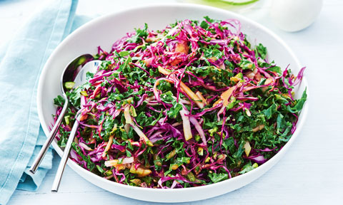 Pear and kale coleslaw with miso dressing