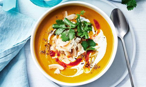 Thai-style pumpkin soup with coconut milk