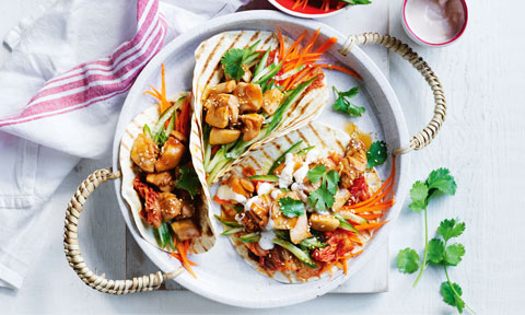 Spicy Korean-style chicken tacos