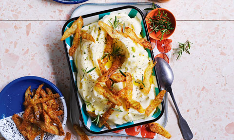 Curtis Stone's Mashed potatoes with potato skin “crackling”