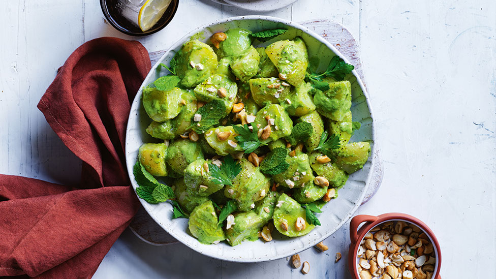 Michael Weldon’s potato salad with pea and cashew pesto