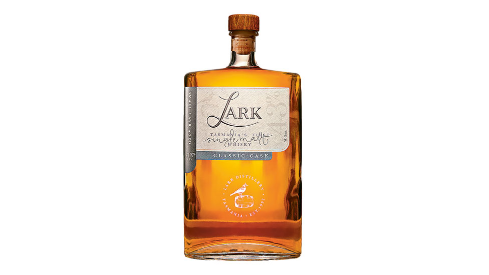A bottle of  Lark Classic Cask Australian Single Malt Whisky
