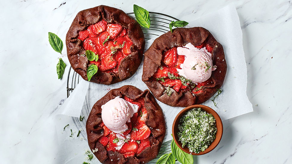 Mini strawberry and basil galettes