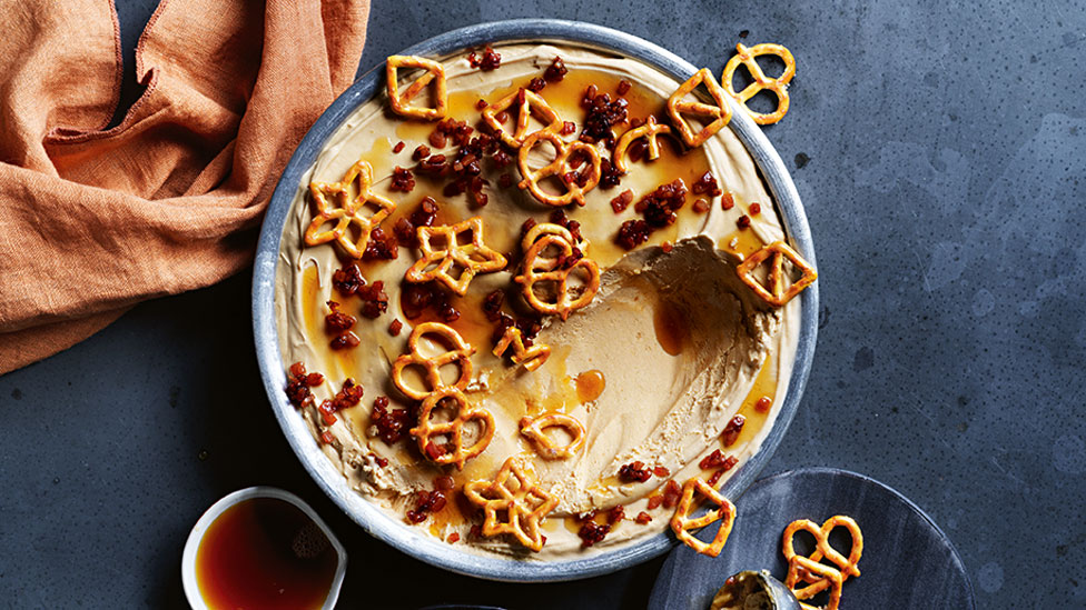 No-churn peanut butter ice cream with maple bacon