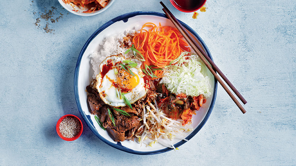 Sticky beef bibimbap