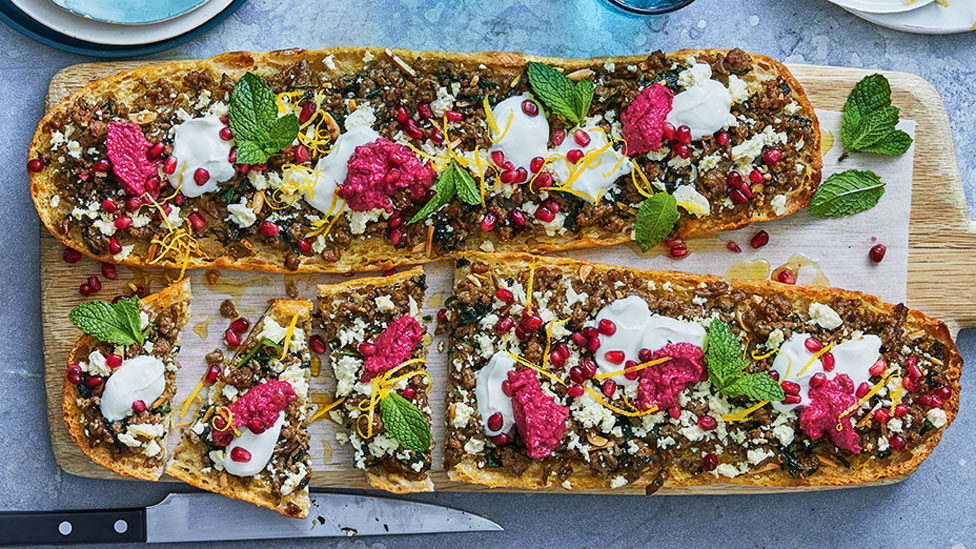 Turkish-style lamb pizza