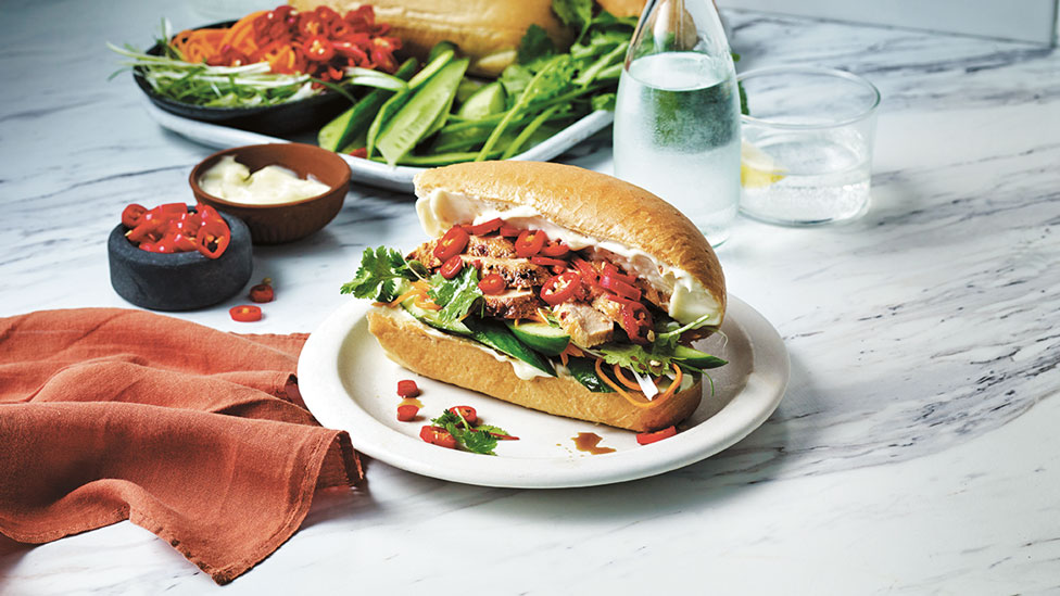 Vietnamese-style chilli chicken banh mi 