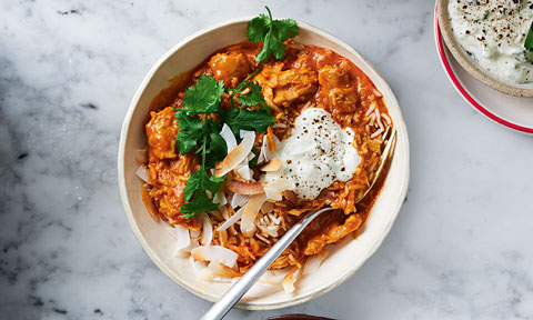 Butter chicken and rice bake