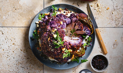 Courtney Roulston's harissa purple cauliflower with macadamia cream