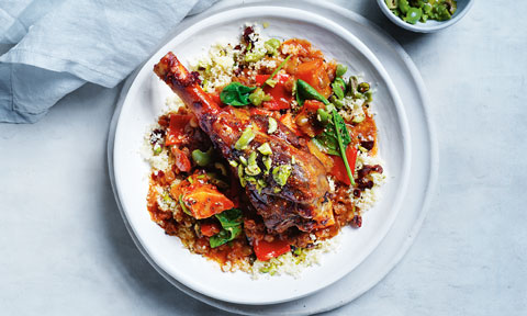 Moroccan-style lamb shanks with couscous