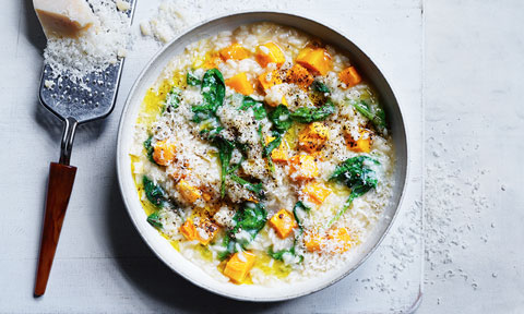 Pumpkin and spinach risotto