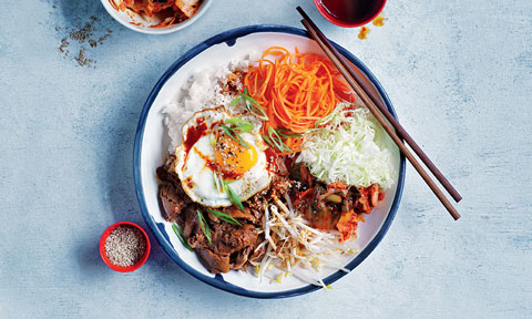 Sticky beef bibimbap