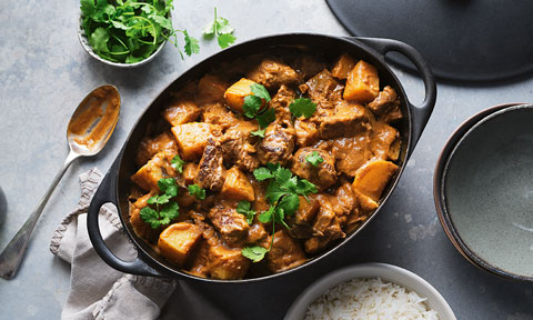 Sri Lankan-style spiced coconut slow cooked beef and potato curry