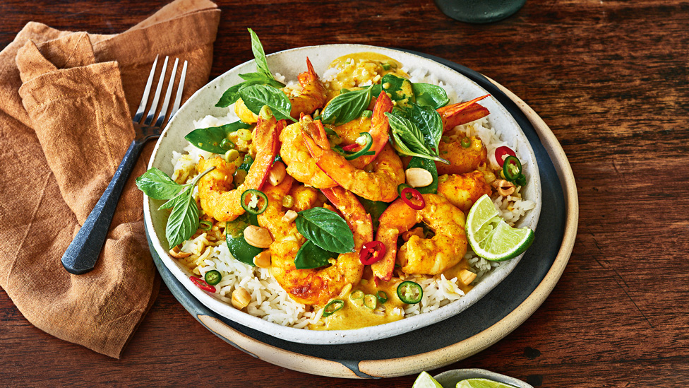 Curried garlic prawns 