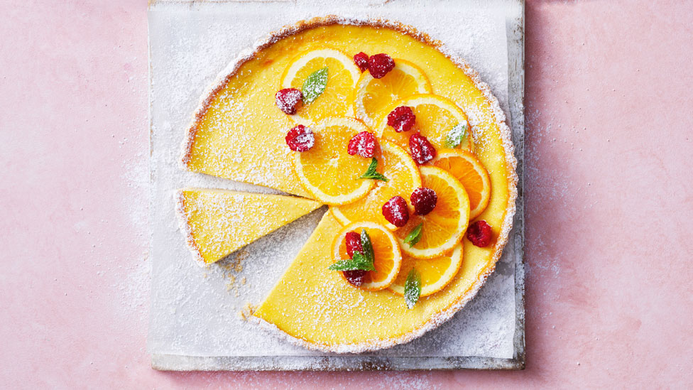 Gluten-free orange and almond custard tart