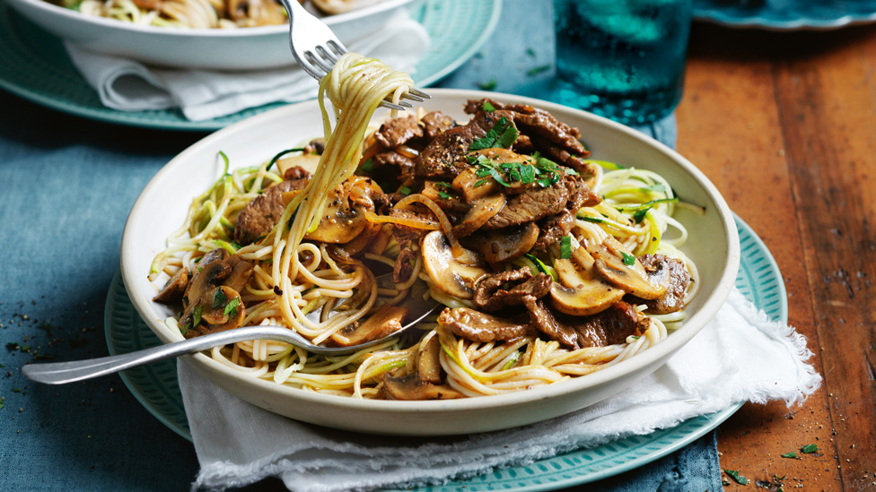 Healthy beef stroganoff