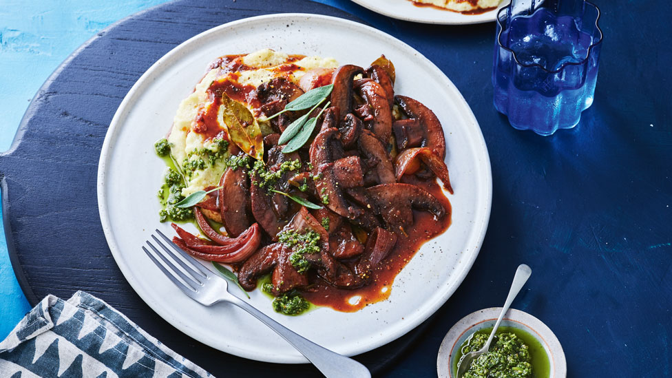 Mushroom ragu with blue cheese polenta