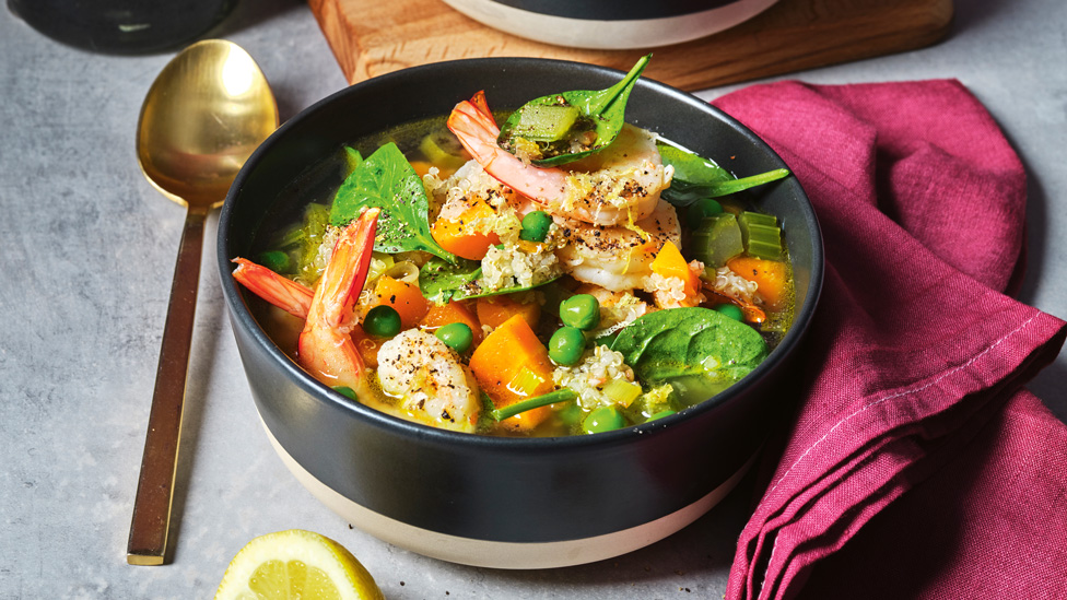 Prawn and quinoa soup