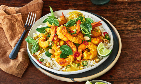 Curried garlic prawns 