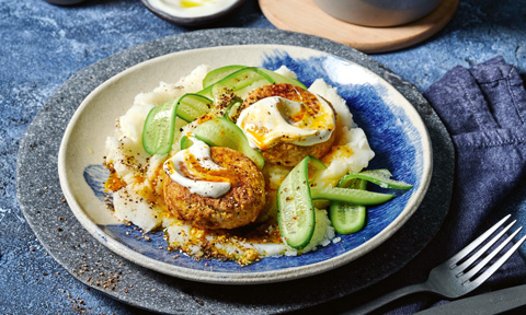 Easy chicken korma rissoles with mash