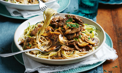 Healthy beef stroganoff