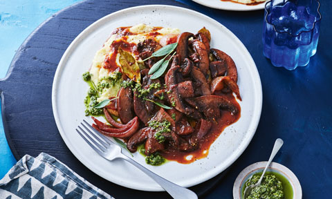 Mushroom ragu with blue cheese polenta