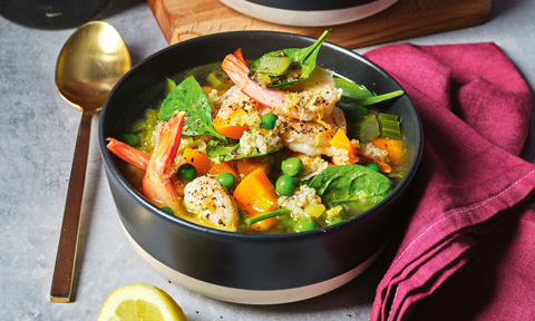 Prawn and quinoa soup