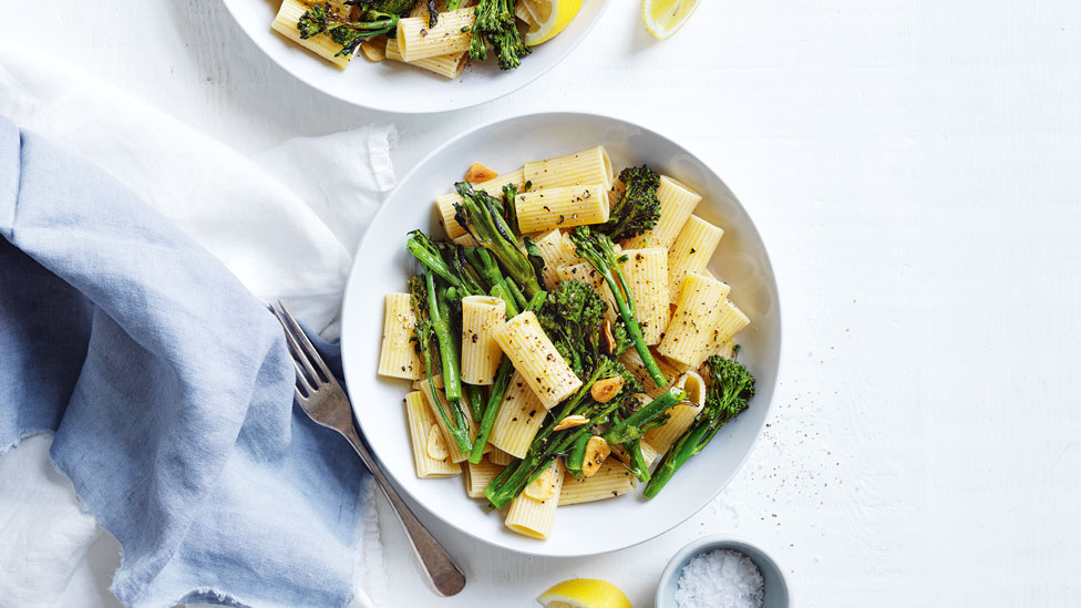 Roasted baby broccoli with rigatoni